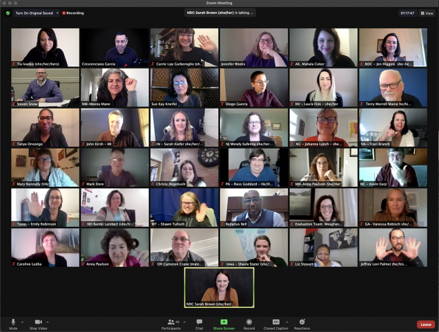 This image is of a screen capture from a video conference happening between Thirty-seven people.