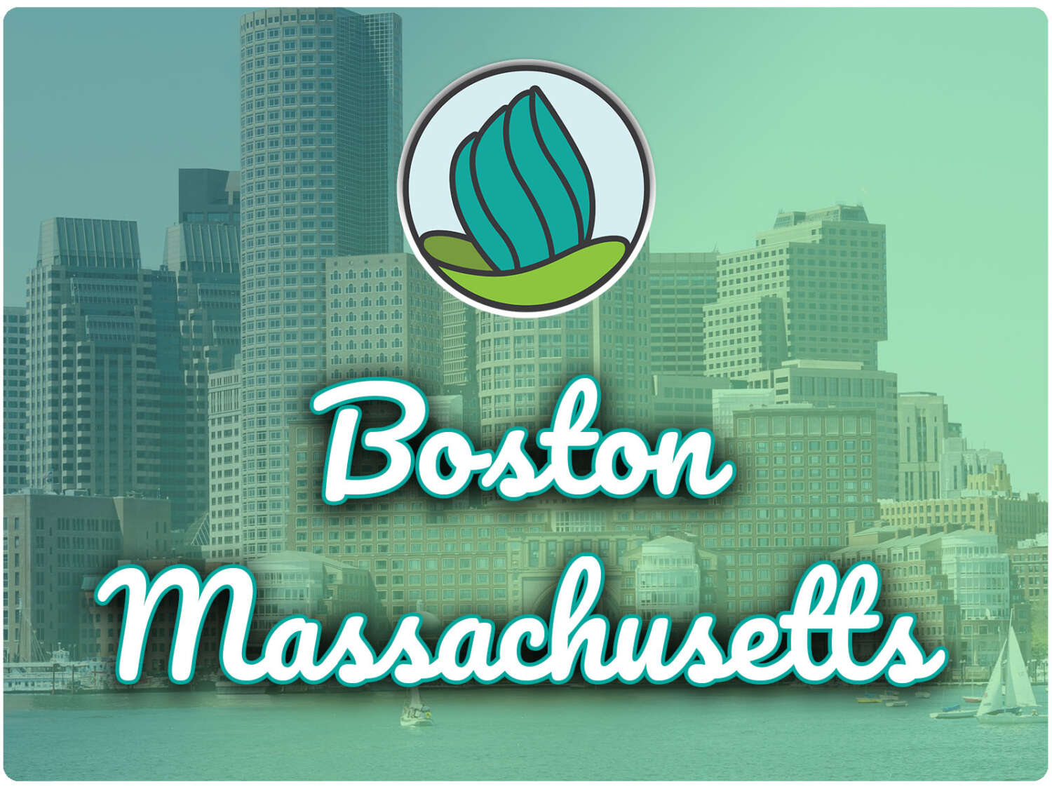 This image shows tall buildings in the background. In the top center, there is the logo of NDC and below there is the text " Boston Massachusetts"