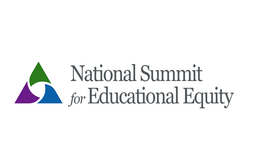 This is an image of a tricolor triangle logo of the National Summit for Educational Equity.