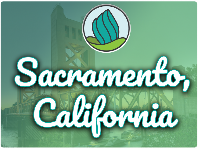 This image shows the Tower Bridge in the background. In the top center, there is the logo of NDC and below there is the text " Sacramento, California"