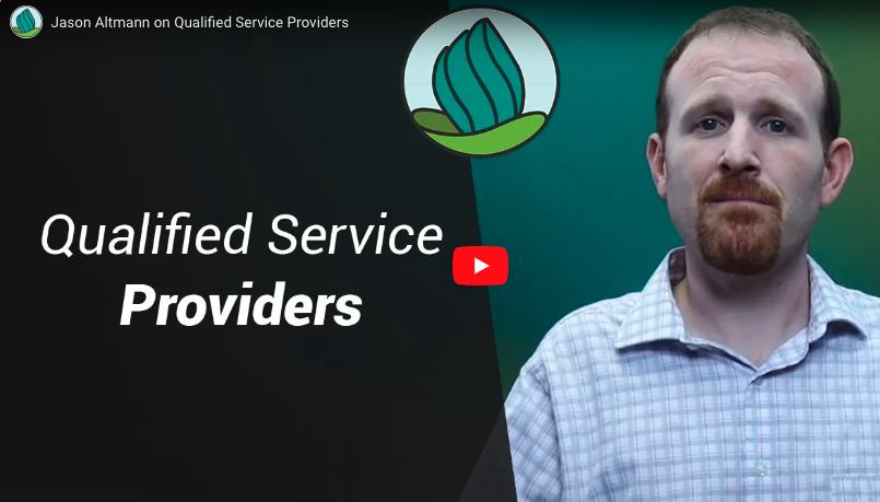 The image appears to be a screenshot of a man with a beard. The accompanying text discusses "Qualified Service Providers" and "Jason Altmann." The image likely relates to a video or media content featuring a man discussing qualified service providers.