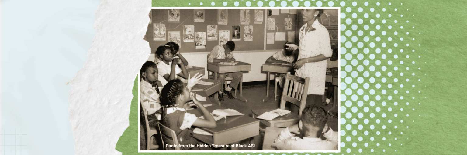 A photo of Black deaf students in the classroom before the desegregation of Black and white schools.